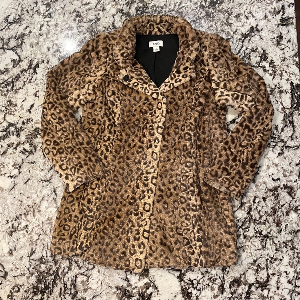 Leopard Print Faux Fur Jacket